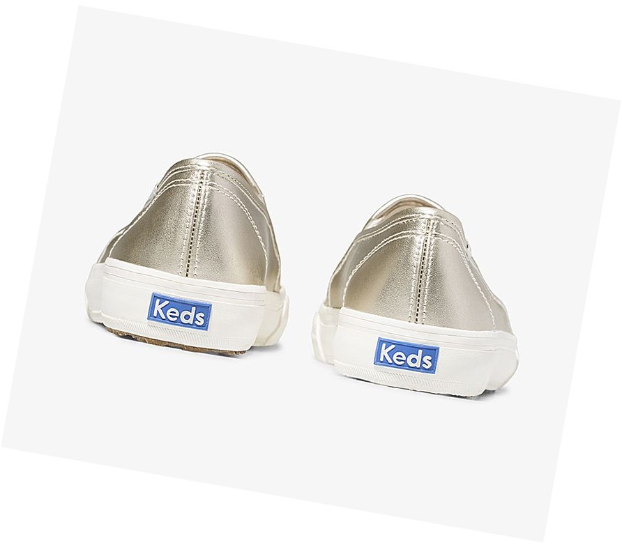 Keds Double Decker Metallic PU Scarpe Slip On Donna Golden | OKCEL-2389