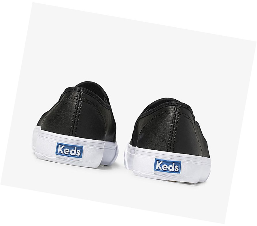 Keds Double Decker Pelle Scarpe Slip On Donna Nere | FHKRC-9406
