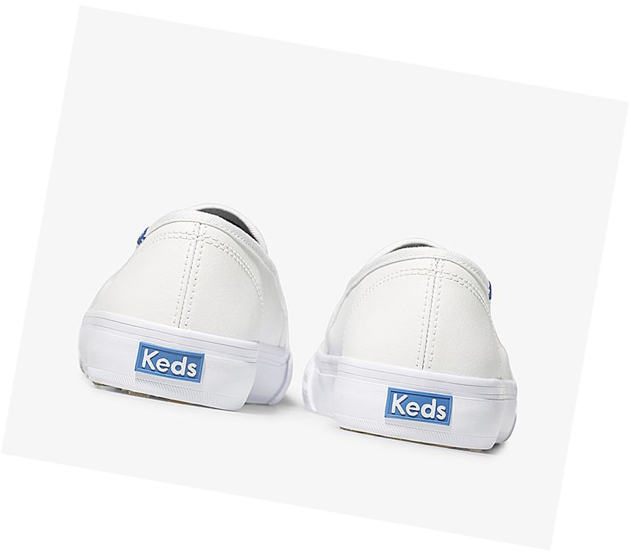 Keds Double Decker Perf Pelle Scarpe Slip On Donna Bianche | UMVGY-5390