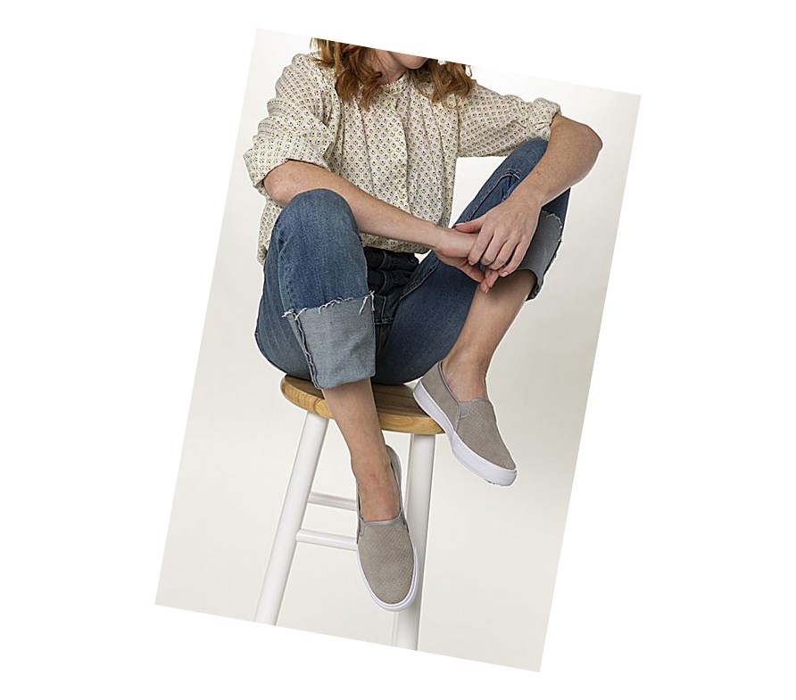 Keds Double Decker Perf Scamosciate Scarpe Slip On Donna Grigie | ESDFJ-2309