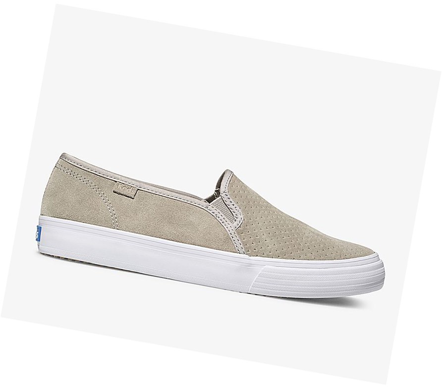 Keds Double Decker Perf Scamosciate Scarpe Slip On Donna Grigie | ESDFJ-2309
