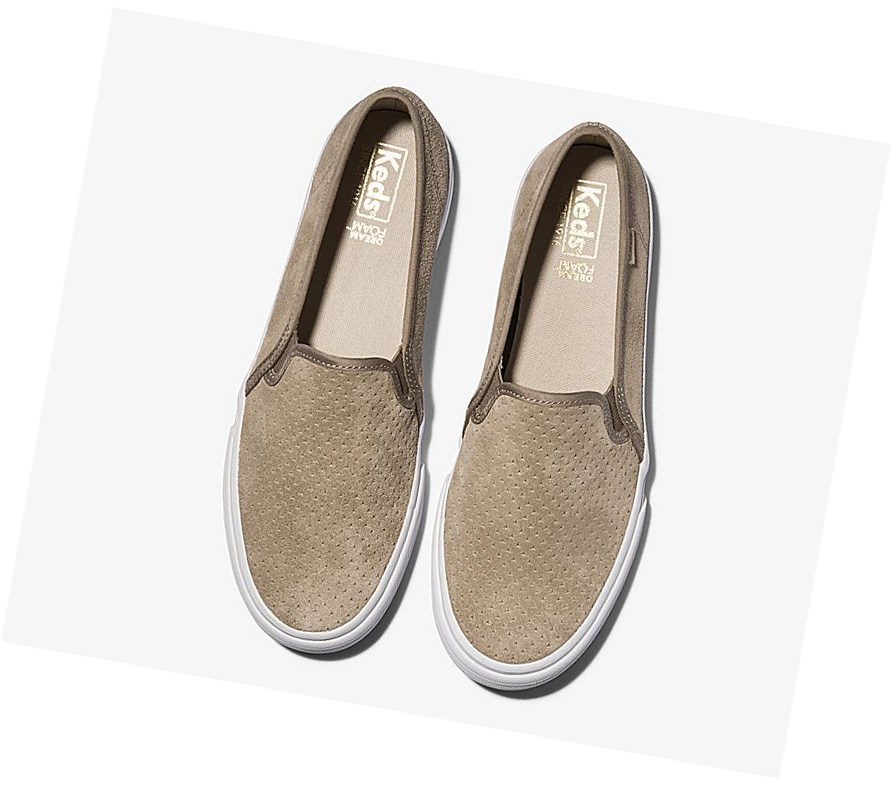 Keds Double Decker Perf Scamosciate Scarpe Slip On Donna Marroni | ZEWUJ-8925