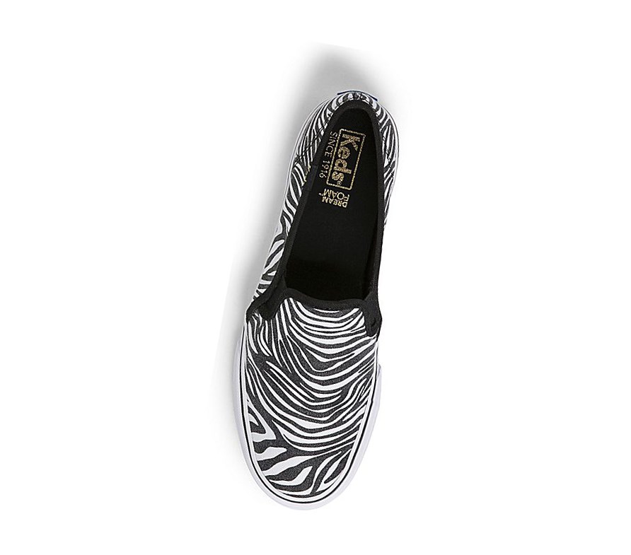 Keds Double Decker Zebra Scarpe Slip On Donna Bianche Nere | QBZEX-2709