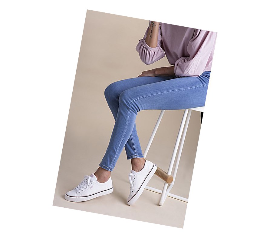 Keds Jump Kick Pelle Scarpe Stringate Donna Bianche | DGKPY-4065
