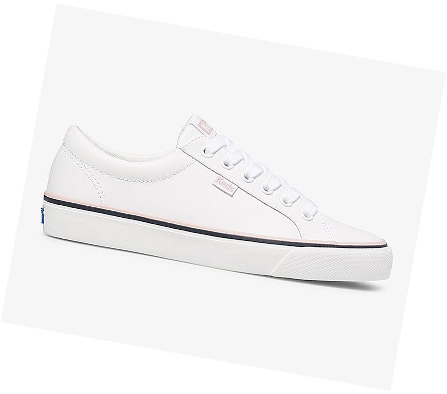 Keds Jump Kick Pelle Scarpe Stringate Donna Bianche | DGKPY-4065