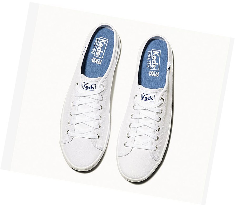 Keds Kickstart Mule Core Tela Scarpe Slip On Donna Bianche | XIYVE-0625