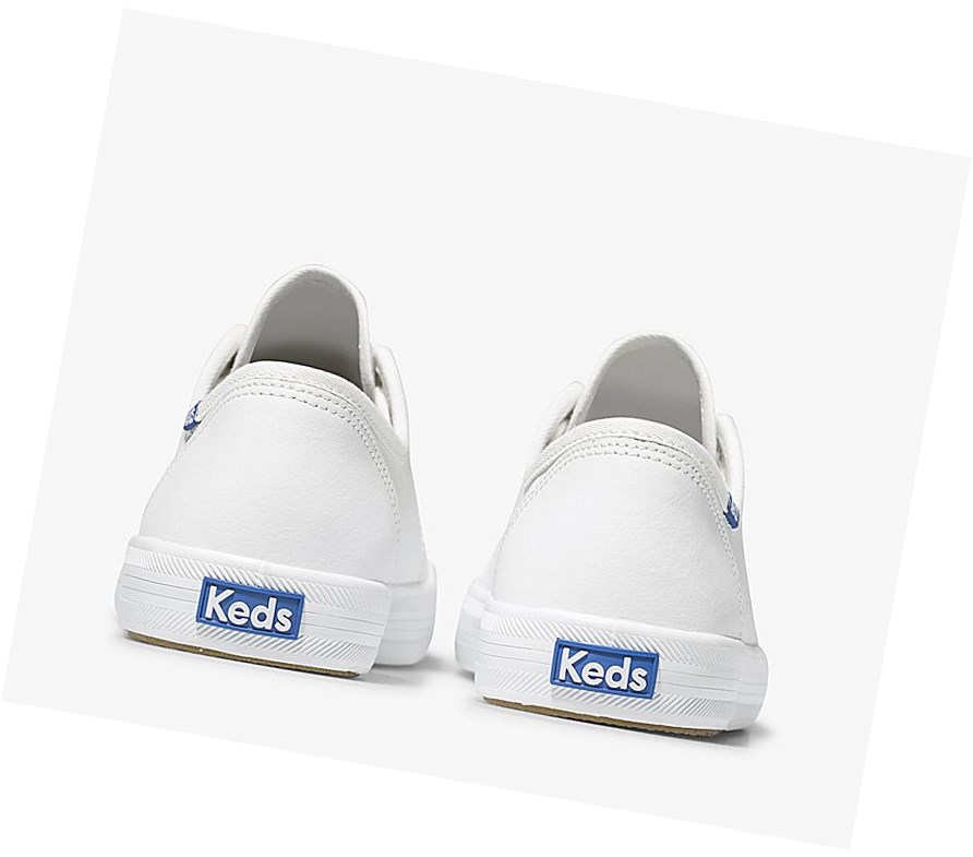 Keds Kickstart Pelle Scarpe Stringate Donna Bianche Blu | CBLHE-8423