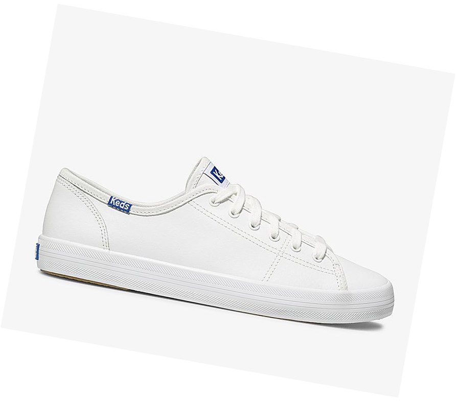 Keds Kickstart Pelle Scarpe Stringate Donna Bianche Blu | CBLHE-8423