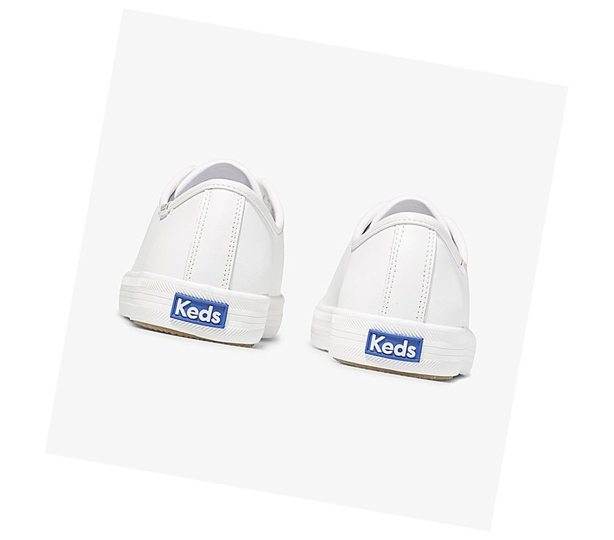 Keds Kickstart Pelle Scarpe Stringate Donna Bianche Oro | CPGLK-5049