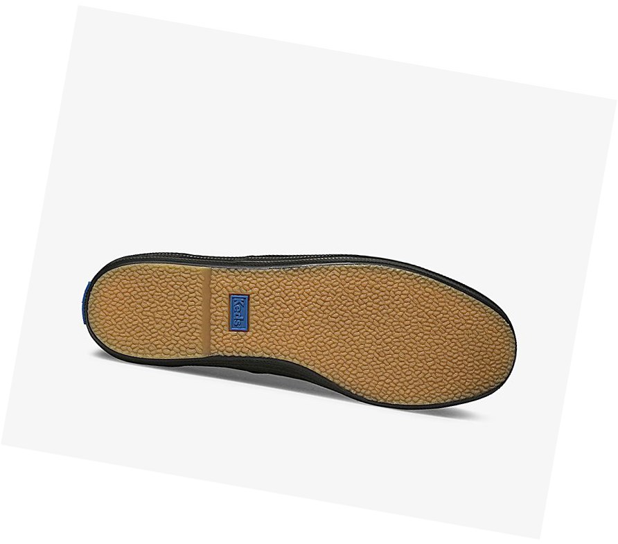 Keds Official Site Champion Pelle Scarpe Stringate Donna Nere | EIWHN-4719