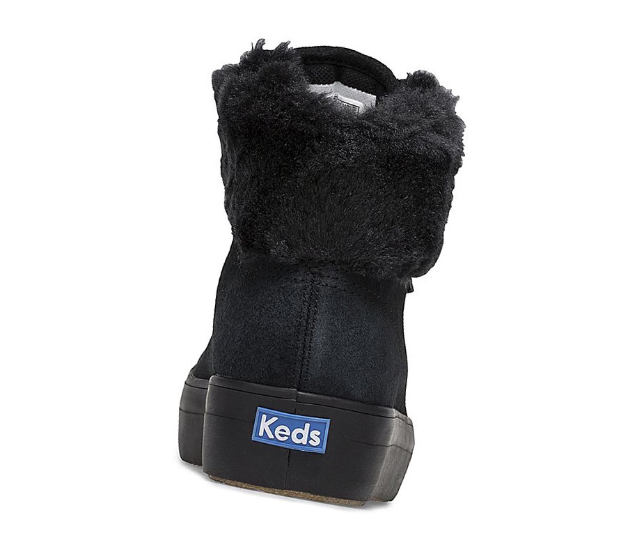Keds Rise Hi Scamosciate Faux Fur Scarpe Stringate Donna Nere | ZCMYU-0789
