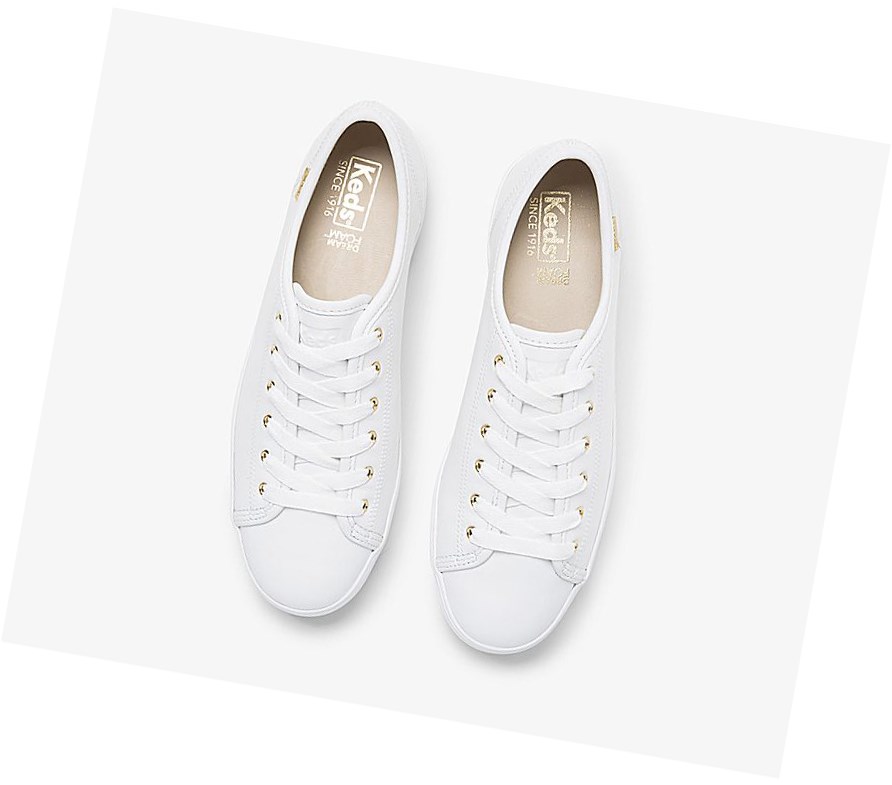 Keds Triple Kick Luxe Pelle Scarpe Stringate Donna Bianche | UAEQB-3895