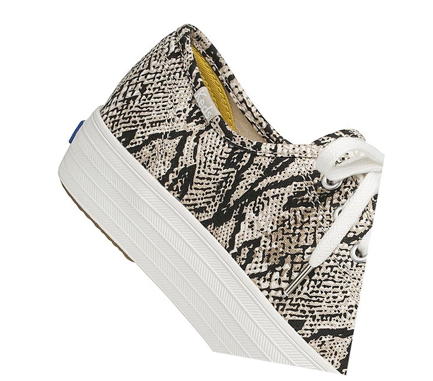 Keds Triple Kick Snake Scarpe Stringate Donna Crema Nere | VTEIG-6084