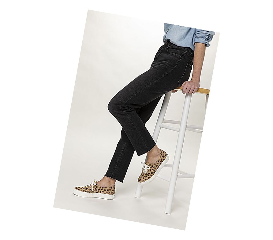 Keds Triple Leopard Scarpe Stringate Donna Marroni | RDFWK-4081