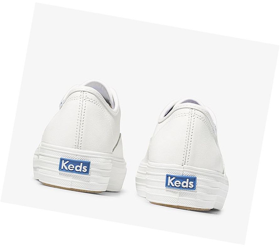 Keds Triple Pelle Scarpe Stringate Donna Bianche | MODBV-6810