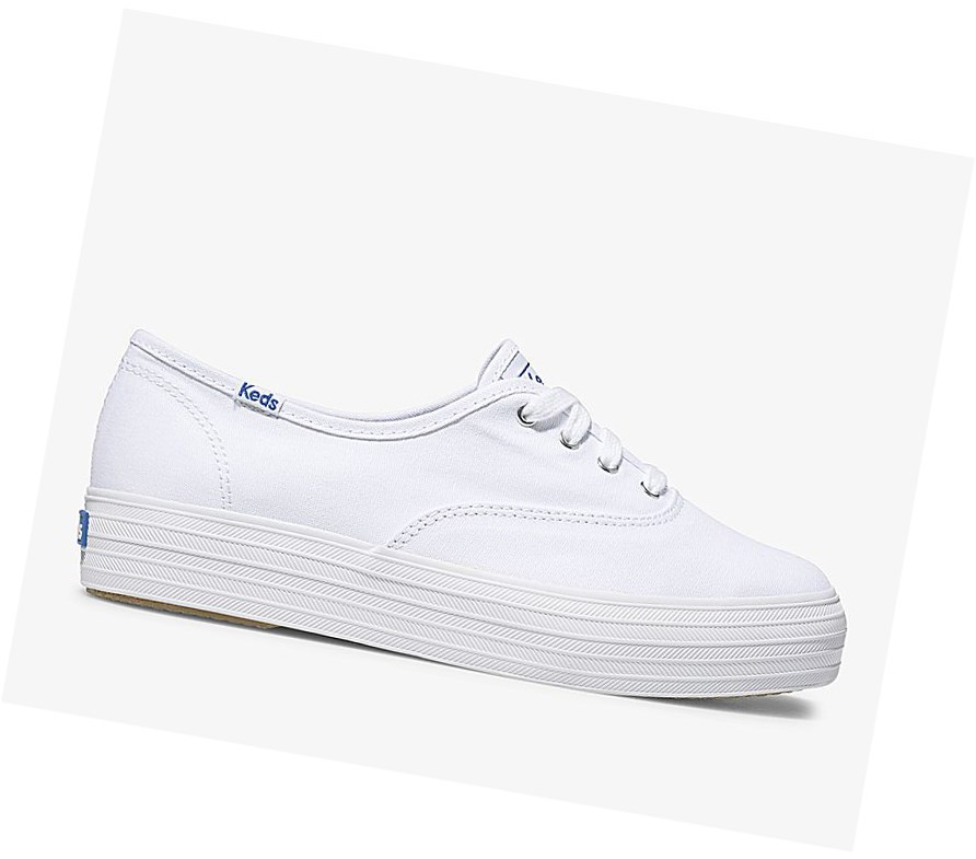 Keds Triple Scarpe Stringate Donna Bianche | KDELC-6394
