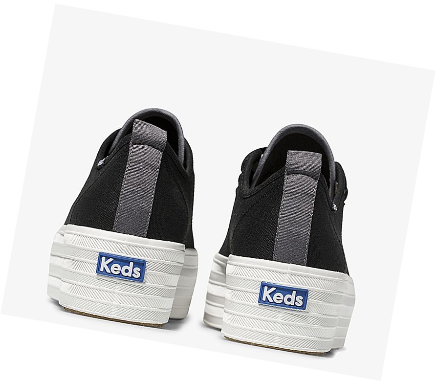 Keds Triple Up Tela Scarpe Stringate Donna Nere | VNJYL-7158