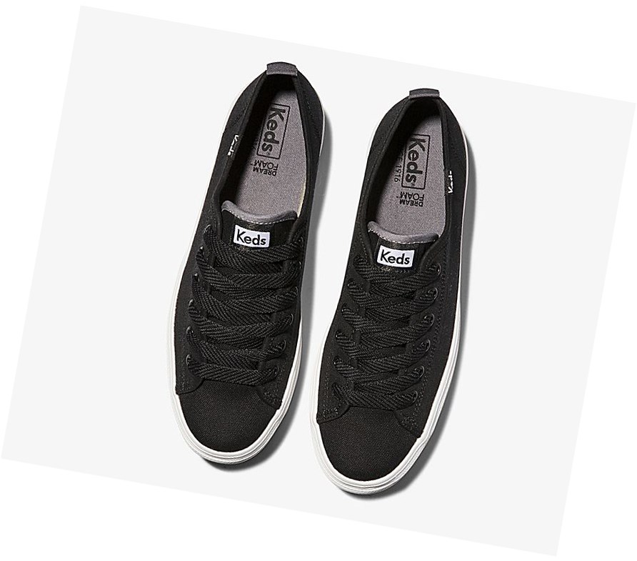 Keds Triple Up Tela Scarpe Stringate Donna Nere | VNJYL-7158