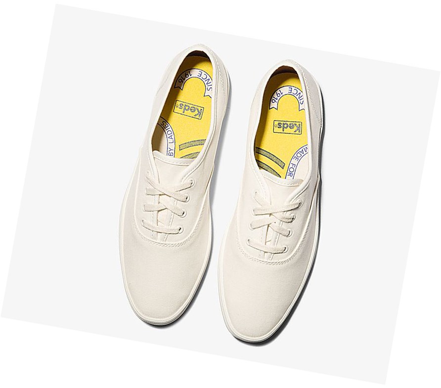 Keds Vintage Champion Tela Scarpe Stringate Donna Bianche | MUWNS-7246