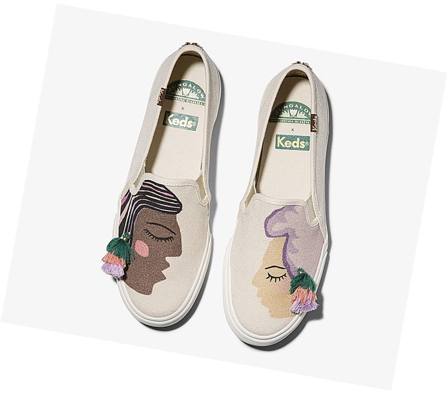 Keds x Jungalow Double Decker Duet Scarpe Slip On Donna Beige | DZVBC-8651