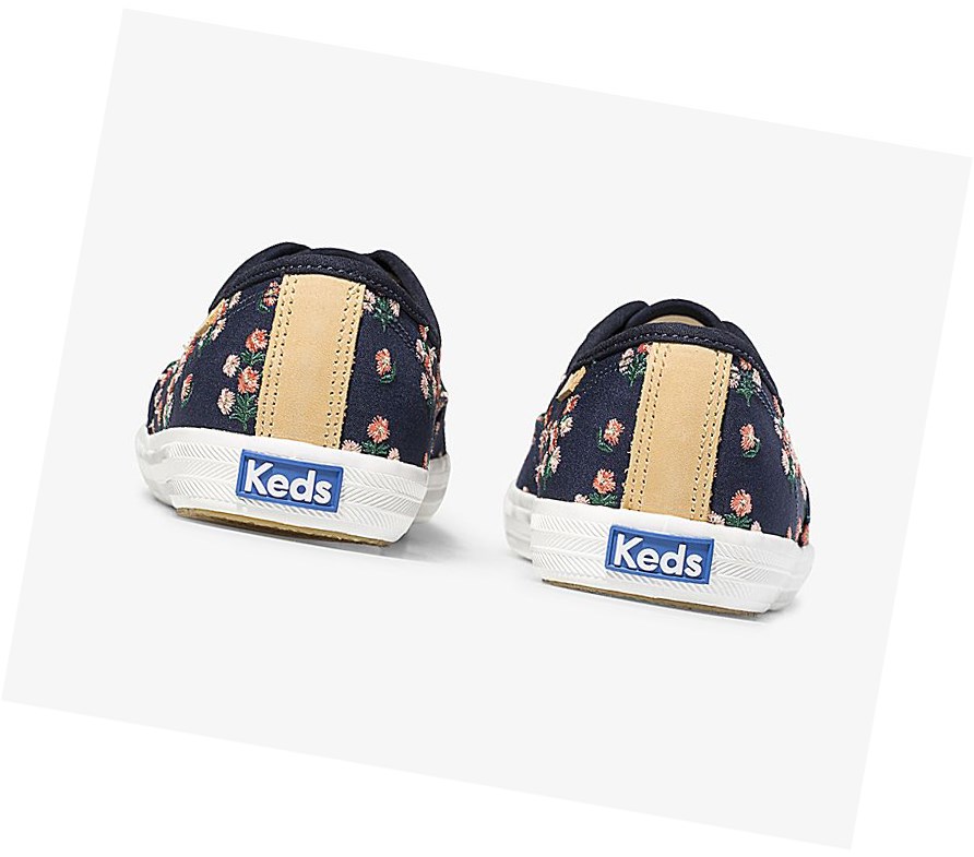 Keds x Rifle Paper Co Champion Posy Embroidered Scarpe Stringate Donna Blu Marino | DFXRK-8549