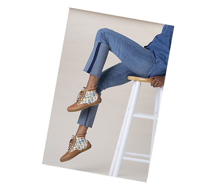 Keds x Rifle Paper Co. Scout Boot Pelle Wildflower w/ Thinsulate Stivali Stringati Donna Beige | MQUPS-4367