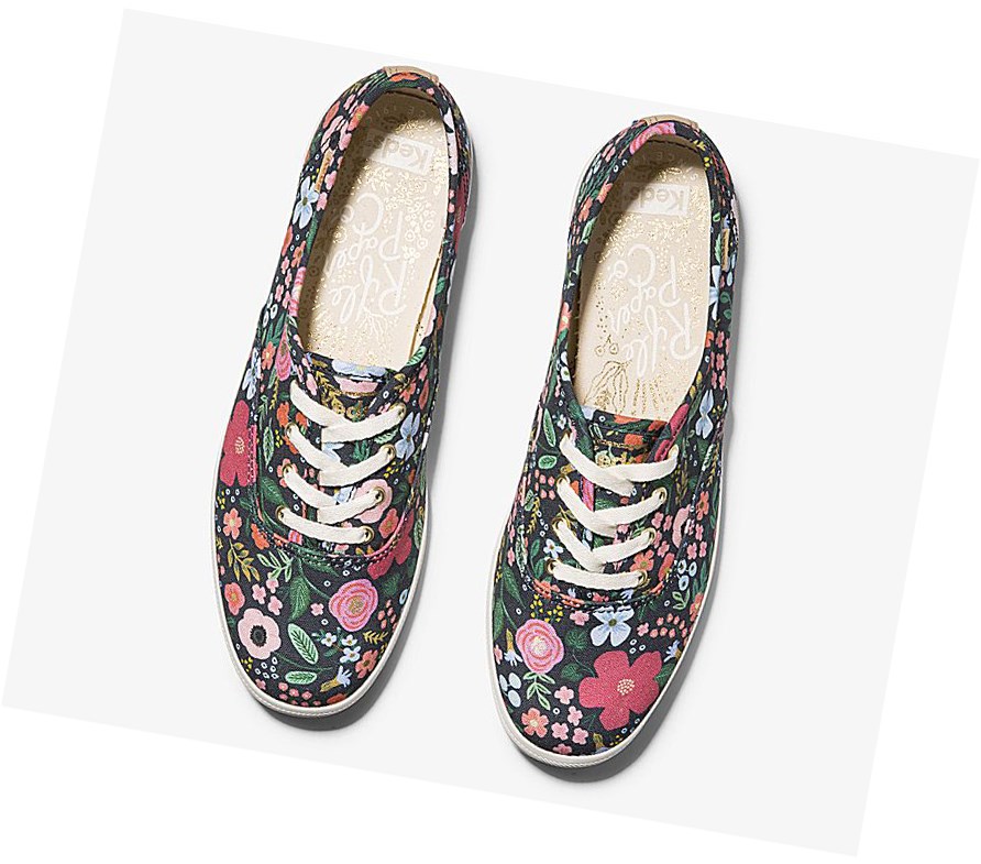 Keds x Rifle Paper Co Washable Champion Wild Rose Scarpe Stringate Donna Blu Marino | FNCLV-0613