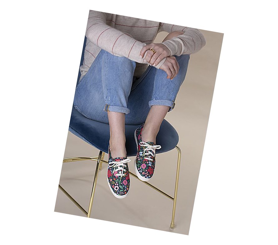 Keds x Rifle Paper Co Washable Champion Wild Rose Scarpe Stringate Donna Blu Marino | FNCLV-0613