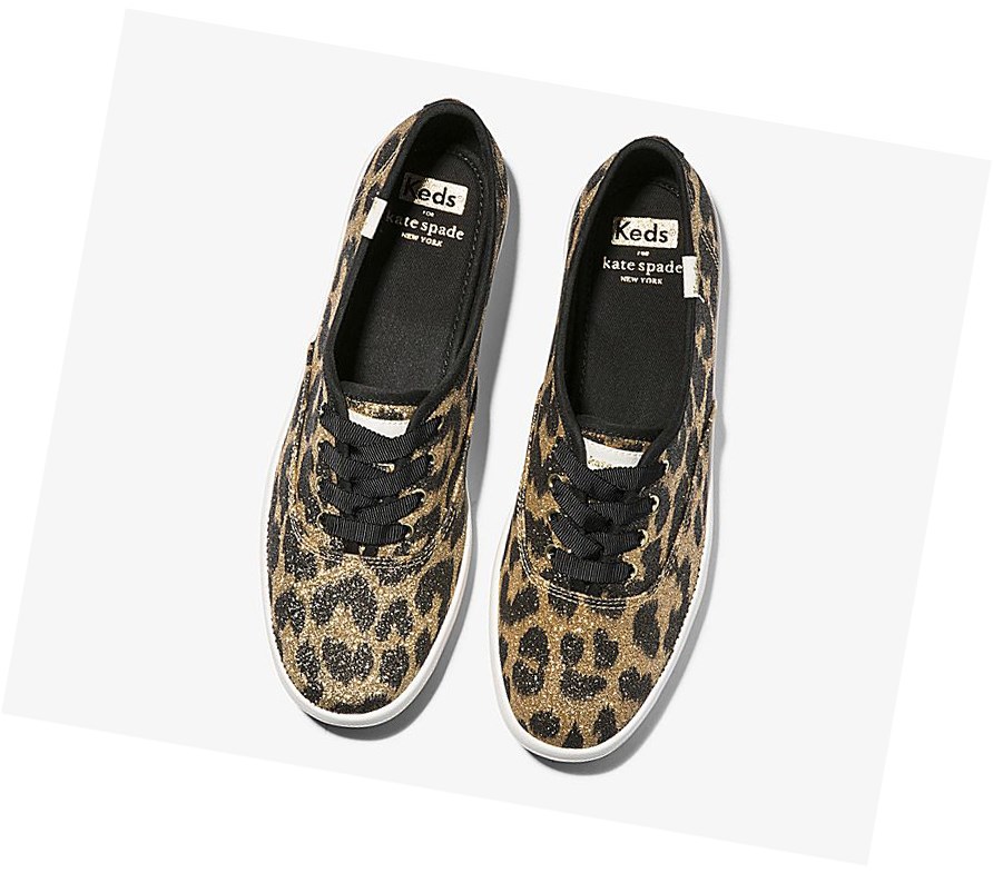 Keds x kate spade new york Champion Glitter Leopard Scarpe Stringate Donna Marroni | ESNYF-1697