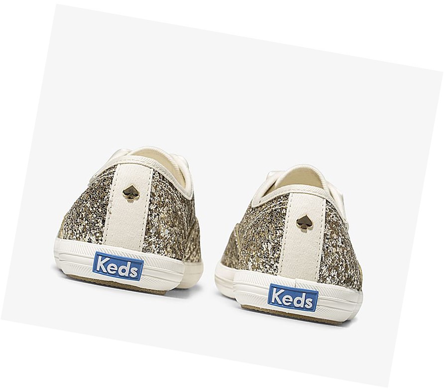Keds x kate spade new york Champion Glitter Scarpe Stringate Donna Platino Oro | ZSDBT-3281