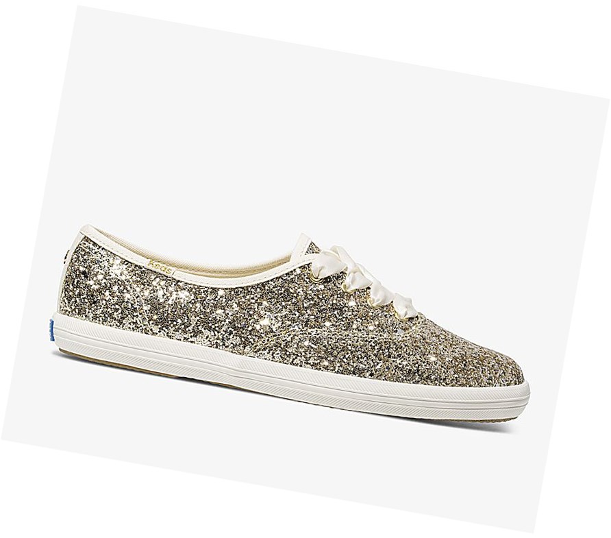 Keds x kate spade new york Champion Glitter Scarpe Stringate Donna Platino Oro | ZSDBT-3281