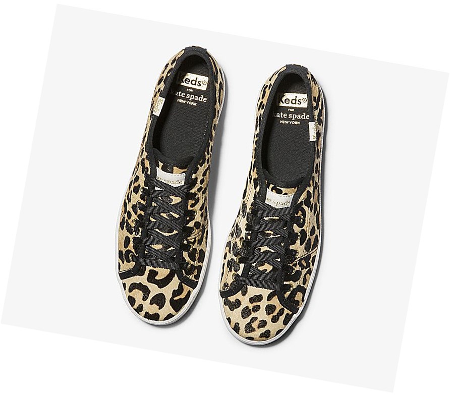 Keds x kate spade new york Kickstart Calf Hair Scarpe Stringate Donna Leopardate Marroni | BPQKF-5301