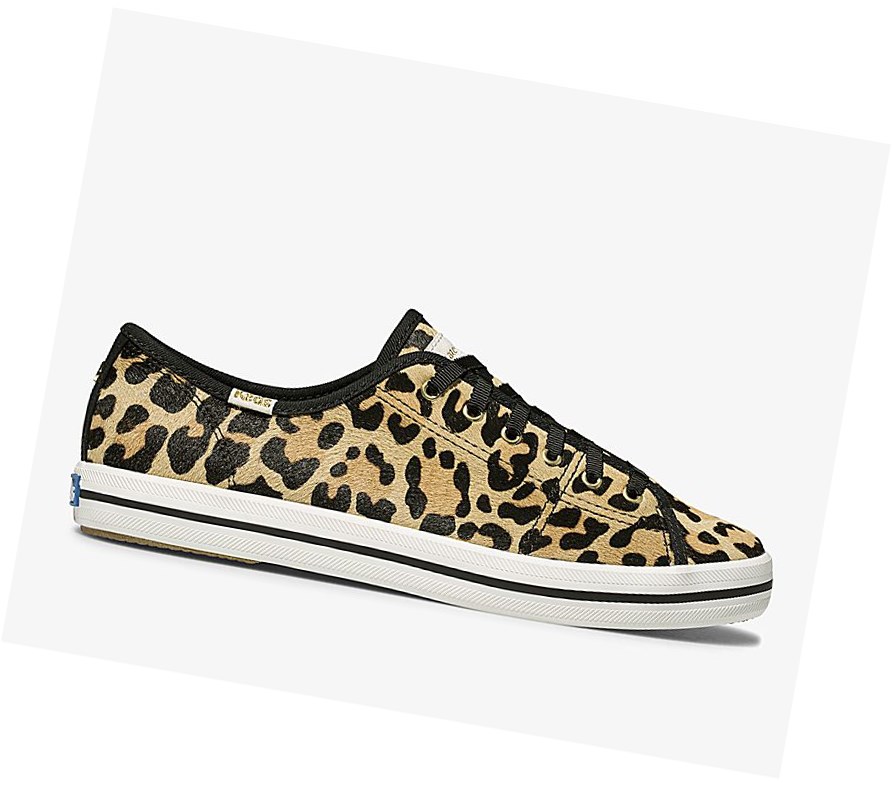 Keds x kate spade new york Kickstart Calf Hair Scarpe Stringate Donna Leopardate Marroni | BPQKF-5301