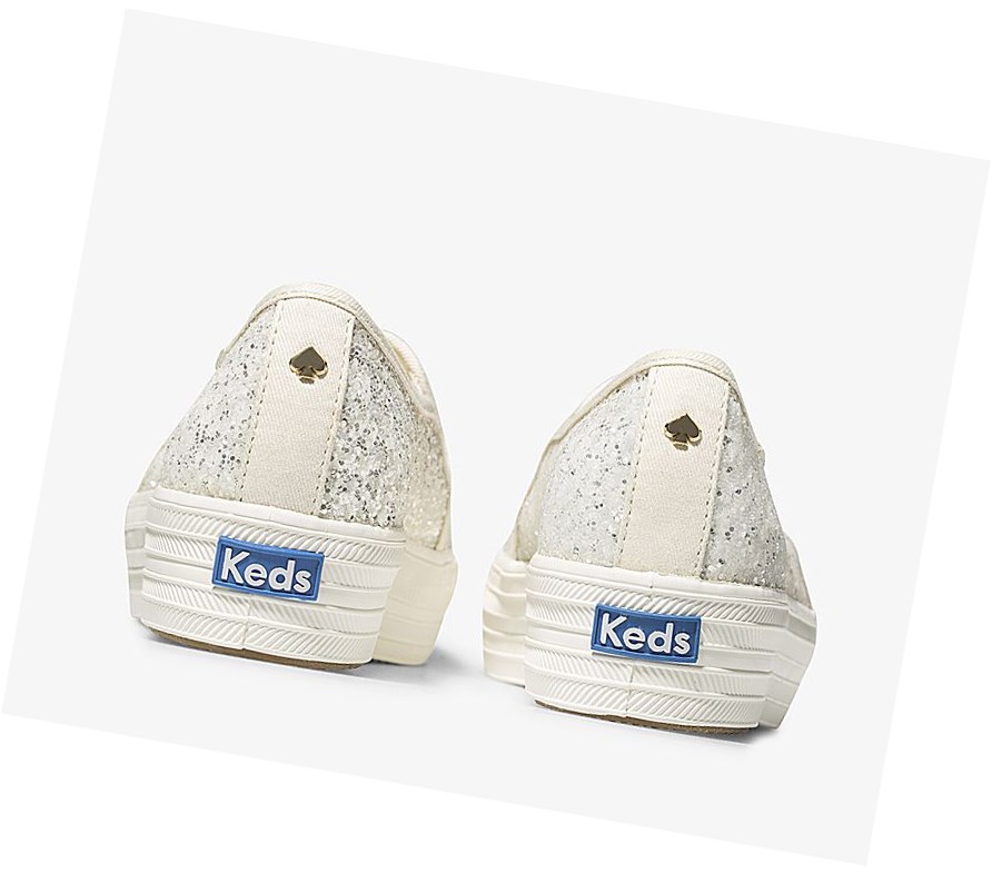 Keds x kate spade new york Triple Decker Glitter Wedding Scarpe Slip On Donna Crema | FUEKN-6214