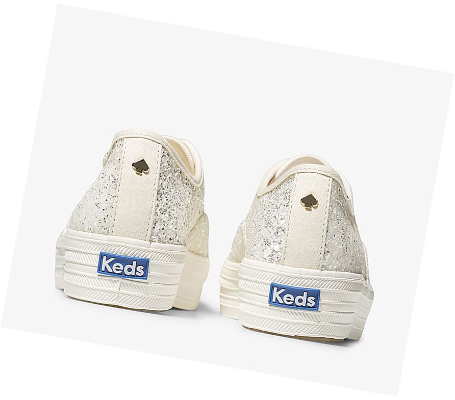 Keds x kate spade new york Triple Glitter Scarpe Stringate Donna Crema | GFSDB-5214