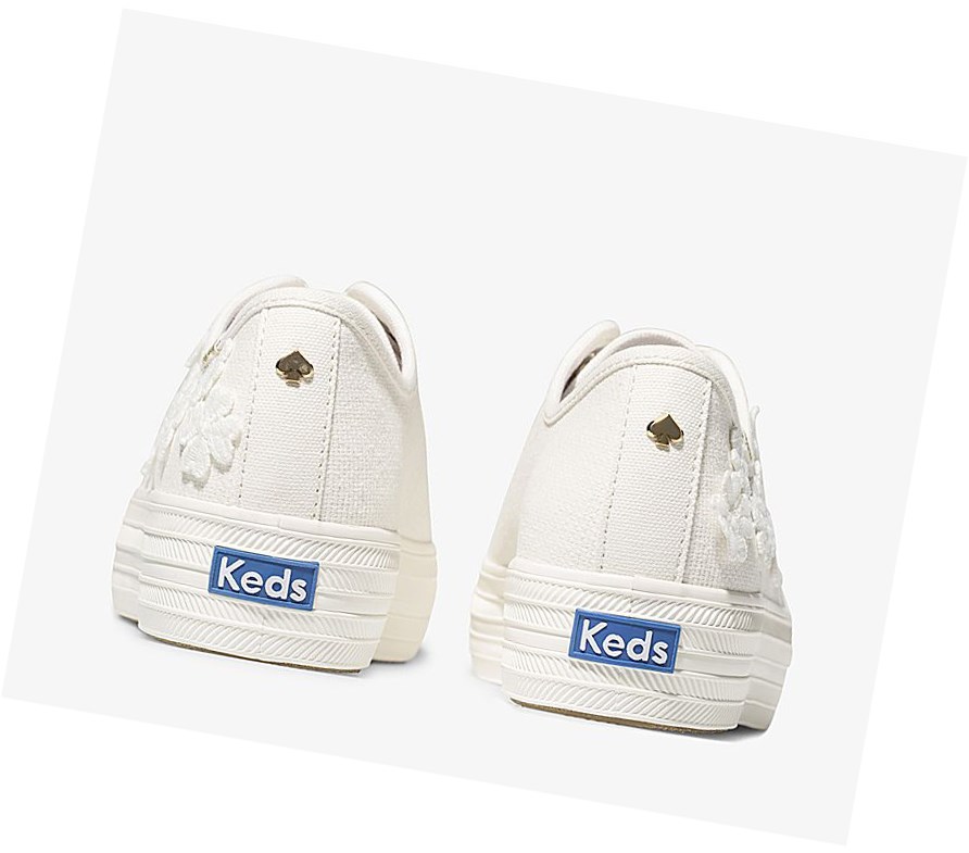 Keds x kate spade new york Triple Kick Woven Flowers Wedding Scarpe Stringate Donna Bianche | BDIHZ-2649