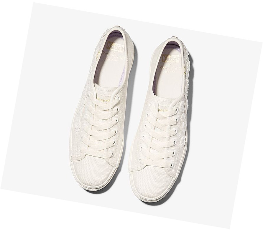 Keds x kate spade new york Triple Kick Woven Flowers Wedding Scarpe Stringate Donna Bianche | BDIHZ-2649